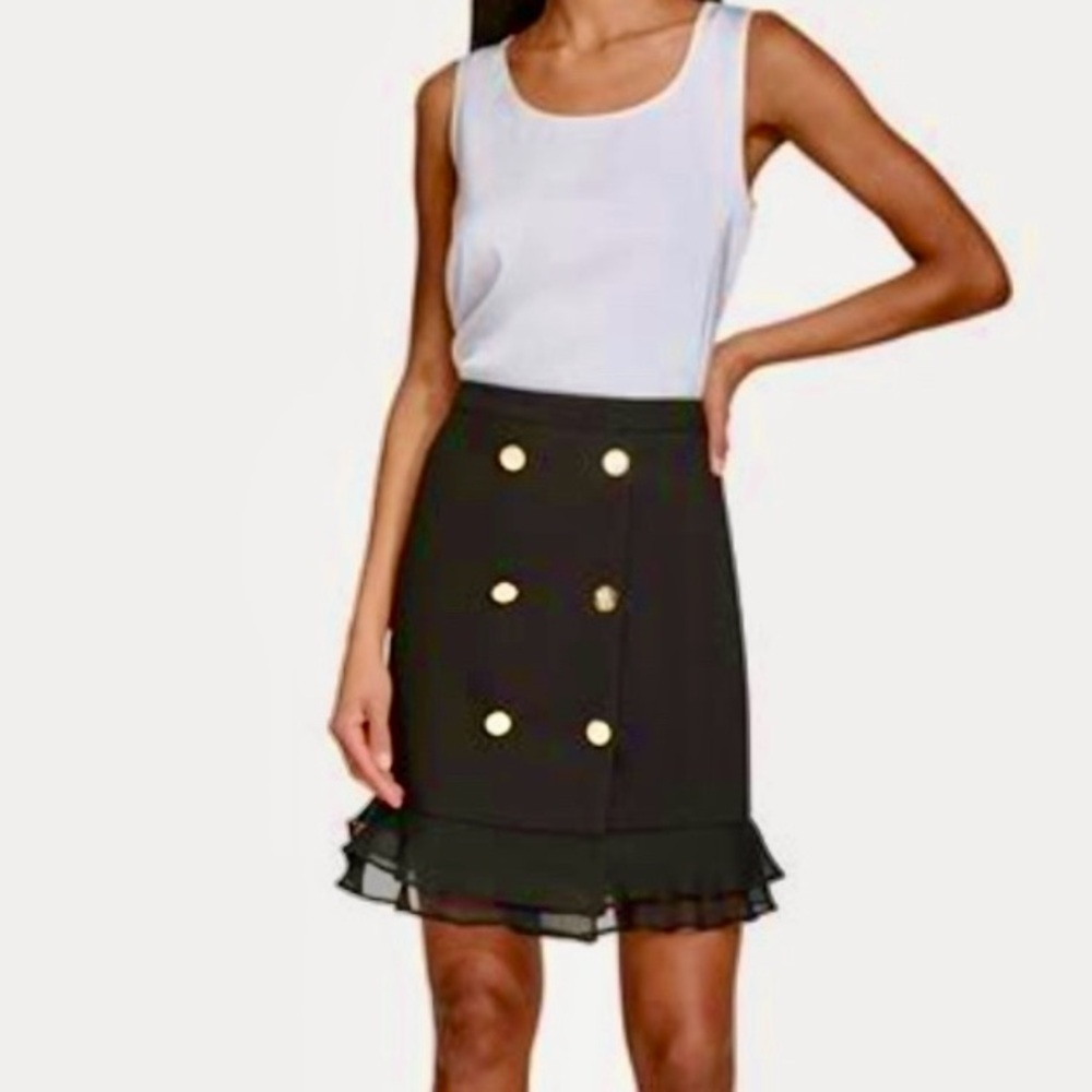 Karl Lagerfeld Black Mini Skirt with Gold Accents